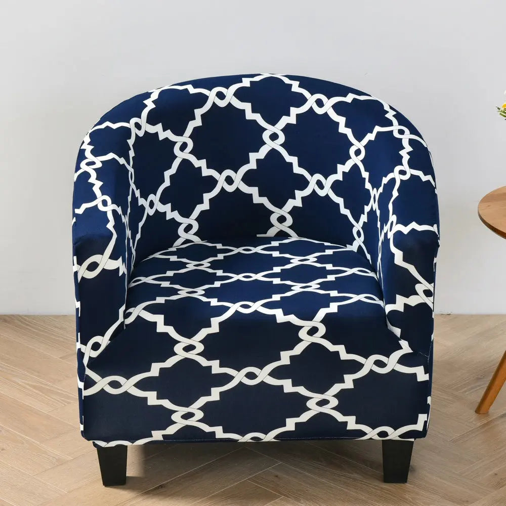 Housse Fauteuil Antidérapant SPADIN Rattan pattern navy blue