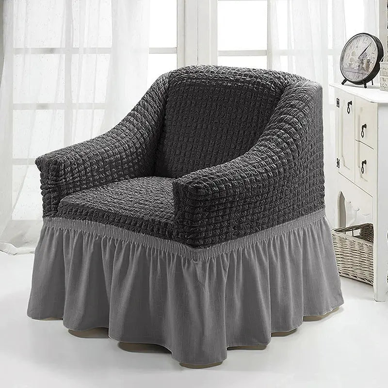 Housse Fauteuil Cabriolet Polyester ARVONA Dark grey and medium grey-Single S 90to140CM