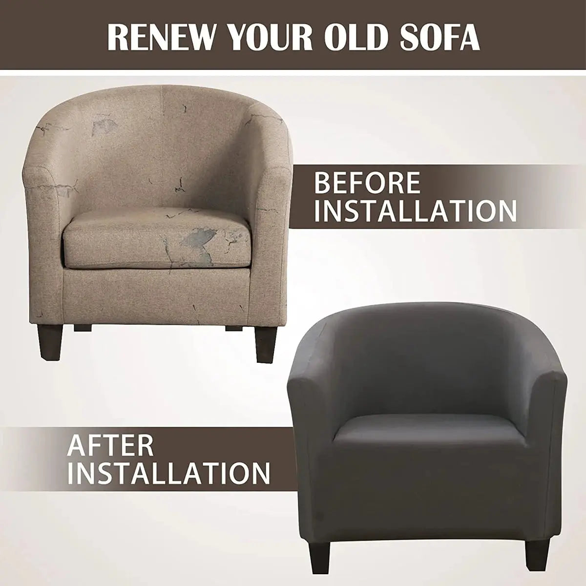 Housse Fauteuil Club Polyester Anti-Dérapante LUMIRO Housse de France