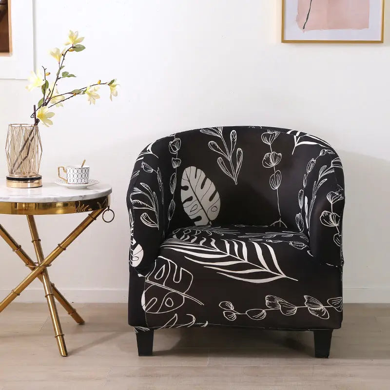 Housse Fauteuil Élastique JASMIRO Black Leaf-Semicircle Single 65 90cm