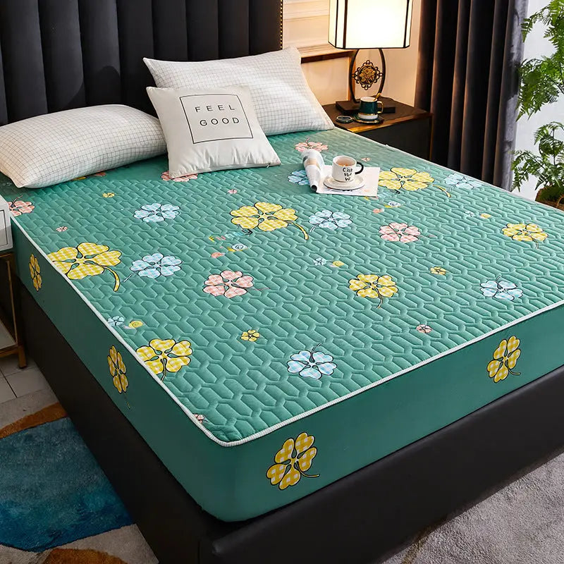 Housse Matelas Coton Quilted AMARI Green-180x200cm
