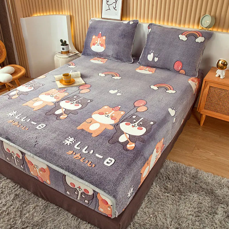 Housse Matelas Velours Anti-glisse BLOSSOM Bear-200x220cm