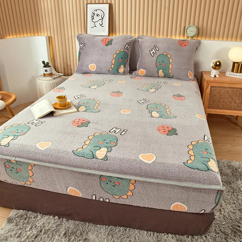 Housse Matelas Velours Anti-glisse BLOSSOM Dinosaur-180x200cm