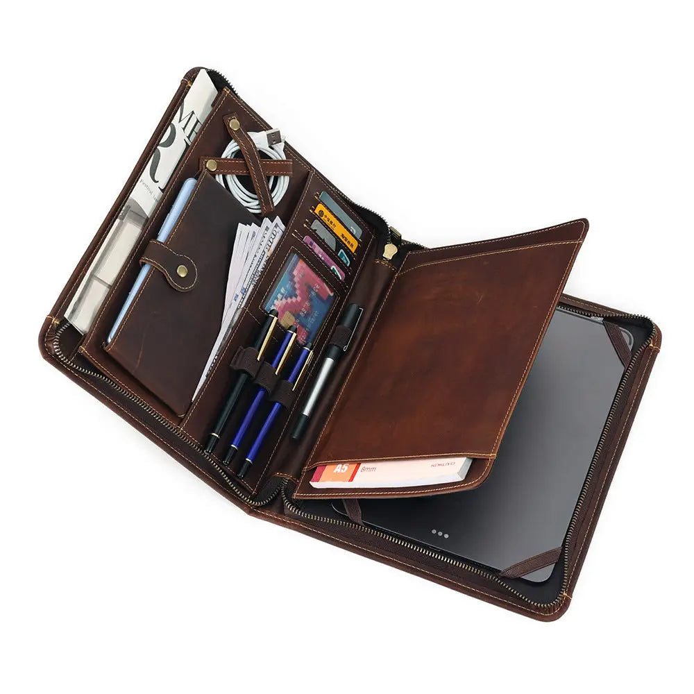 Housse Ordinateur Cuir Luxe PROLINE Crazy Horse Leather Dark Brown