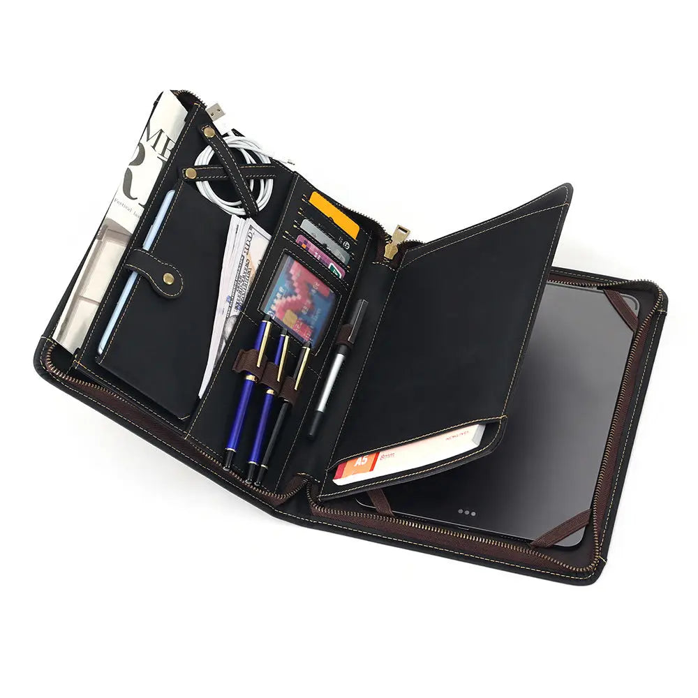 Housse Ordinateur Cuir Luxe PROLINE Crazy Horse Leather Black