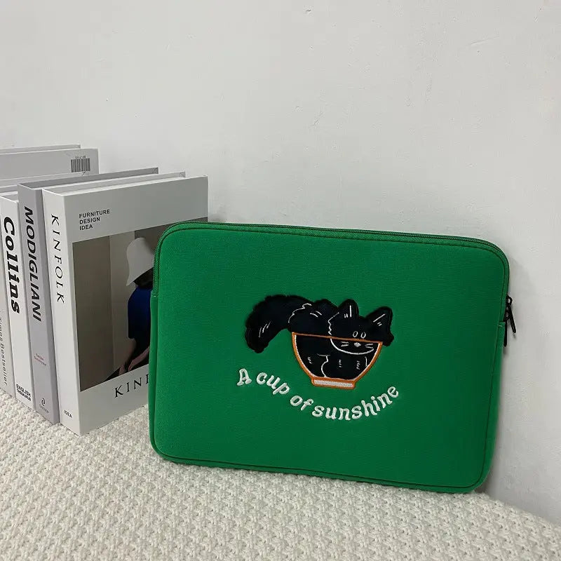 Housse Pour Ordinateur Polyester Anti-Choc COZEA Green Cat Liner Bag-15/15.6 Inch
