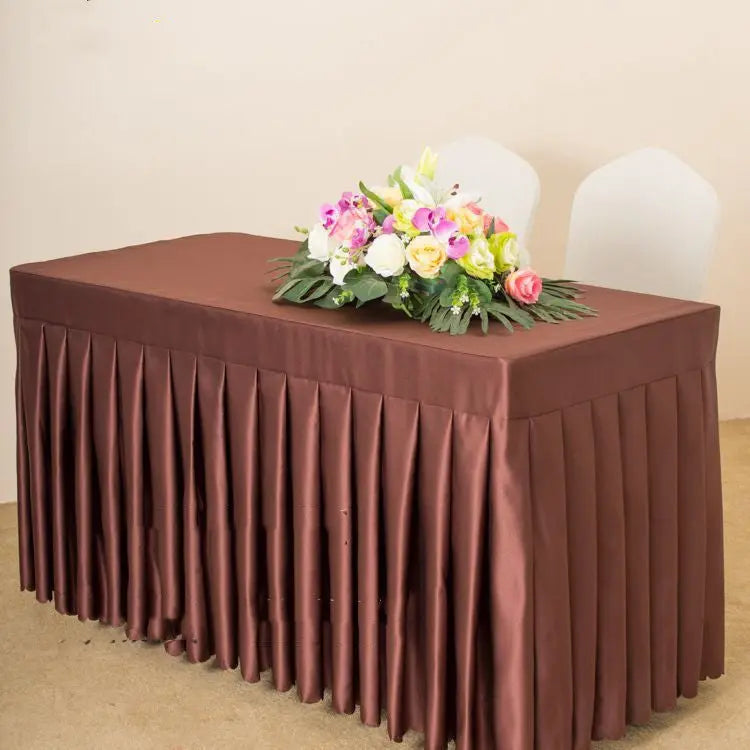 Housse Pour Table Moderne Satinée SERENA Dark brown satin-140x60x75cm