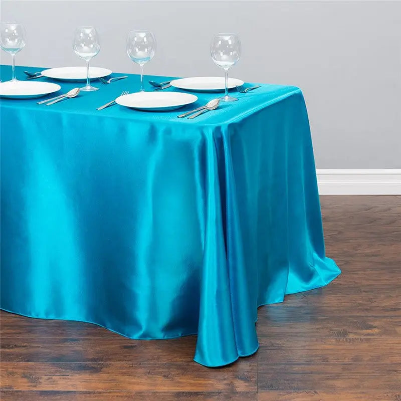 Housse Pour Table Satinée Événementielle SATINA Turquoise-145x145cm