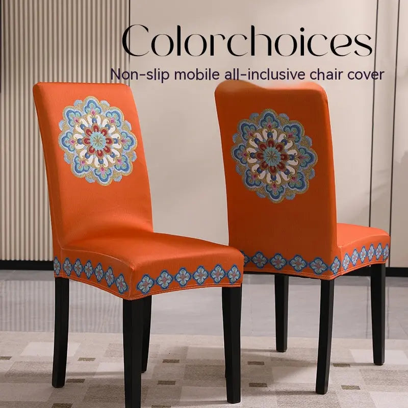 Housse Protection Chaise Brodée ZENITH Delicate Embroidered Orange-2 Pack