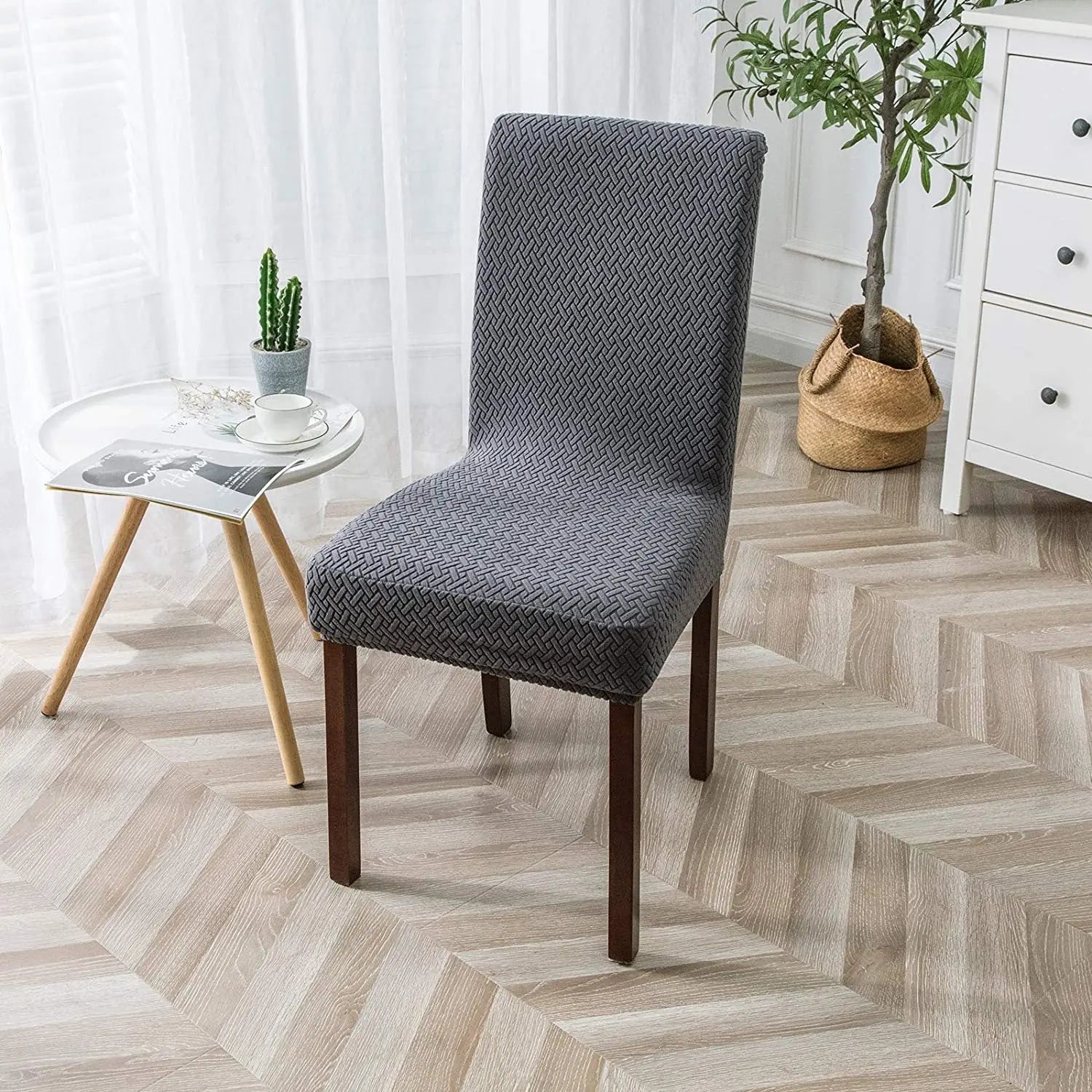 Housse Protection Chaise Jacquard LUMINA Dark Gray-M