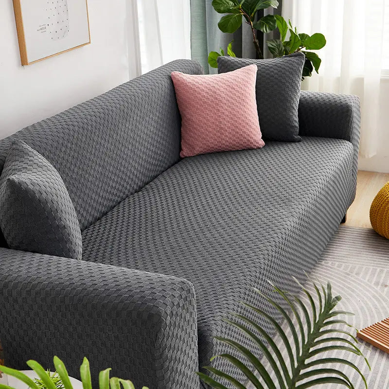 Housse Soderhamn Polyester Moderne VELINA Dark grey grid-Triple size