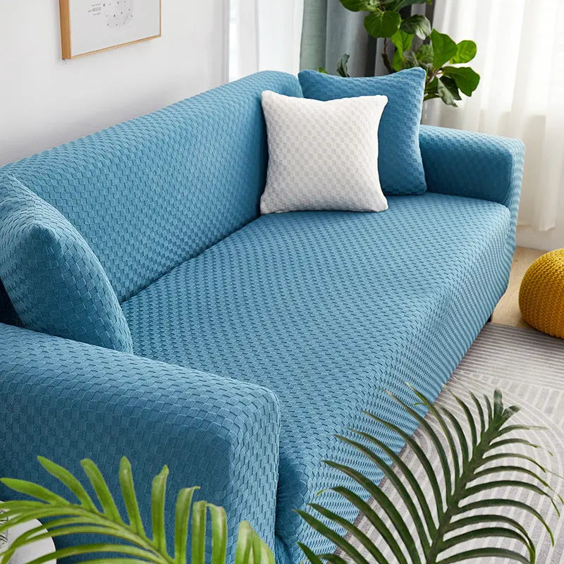 Housse Soderhamn Polyester Moderne VELINA Lake blue grid-Double size