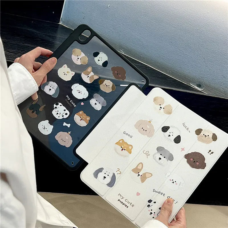 Housse Tablette Cuir Fantaisie PUPINOX Lots of puppies-IPad 9.7inch