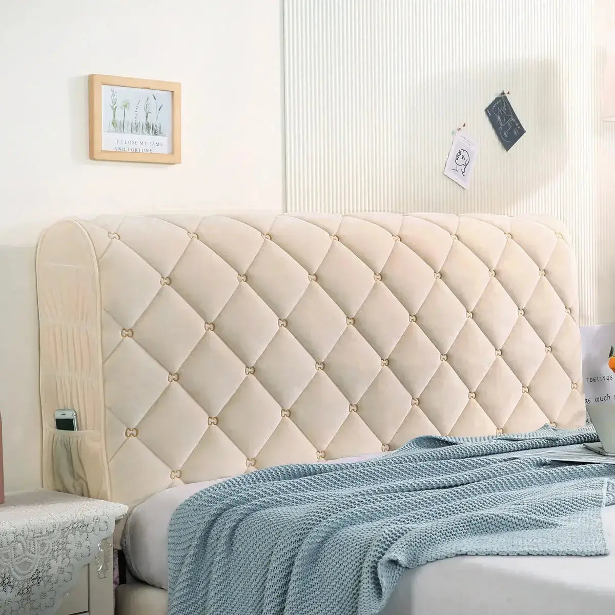 Housse Tête de Lit Velours Matelassé EMBREL élégant Housse de France