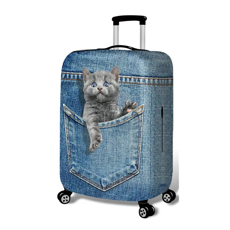 Housse Valise Cartoon Polyester CUBRIA Cowboy cat-L