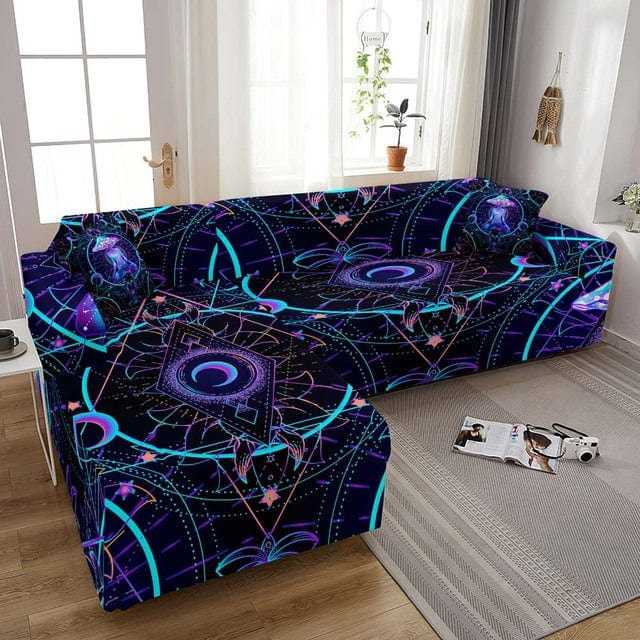 Housse canapé d'angle ELUNM motif astrale Housse De France