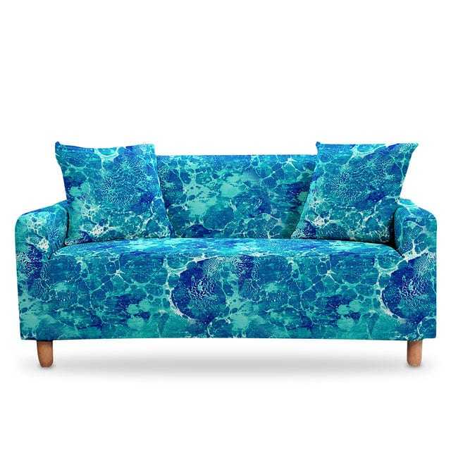 Housse canapé d'angle SKYBLUE imprimé arc en ciel et motif ciel bleu Housse De France