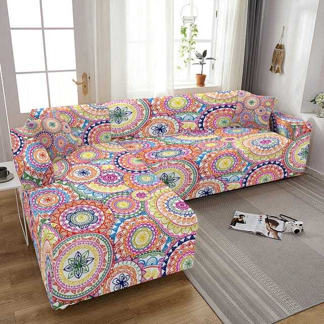 Housse canapé d'angle imprimé peinture africaine MANDELA Housse De France