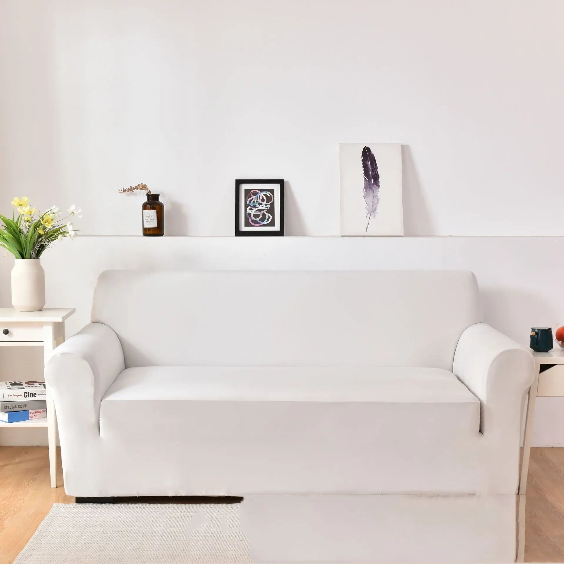 Housse de Canapé Anti-dérapant LIVARO White-Single