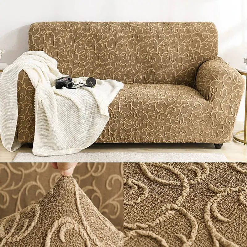 Housse de Canapé Élastique STELYA Relief Khaki-235to310cm