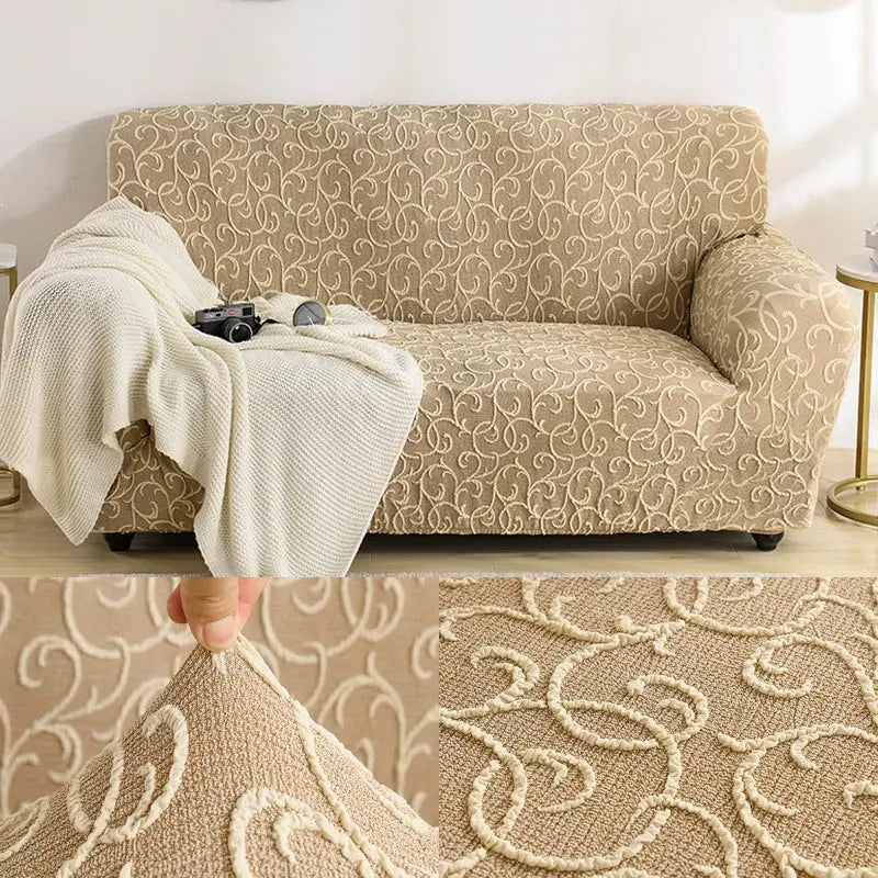 Housse de Canapé Élastique STELYA Relief Beige-145to185cm