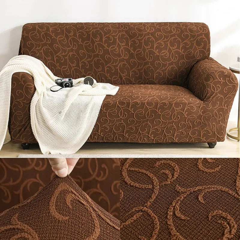 Housse de Canapé Élastique STELYA Relief Smoky Gray-235to310cm