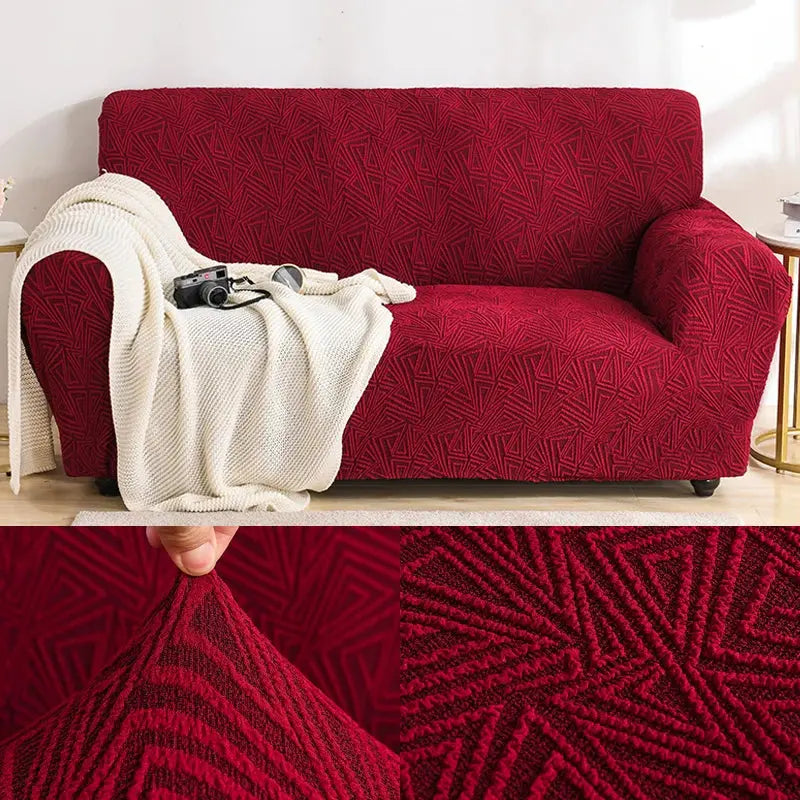Housse de Canapé Élastique STELYA Relief Rouge-145to185cm