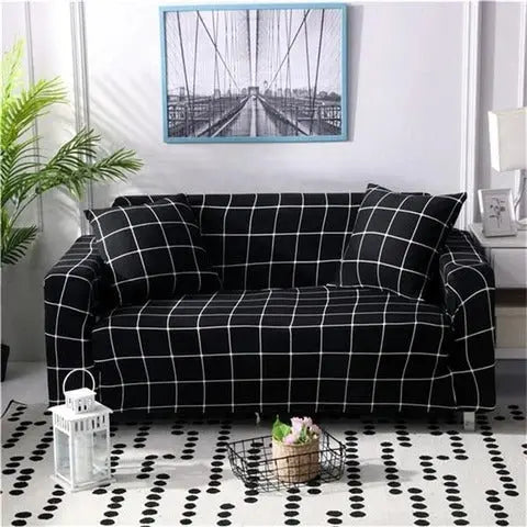 Housse de Canapé Universelle KALEYA Black grid-Three person