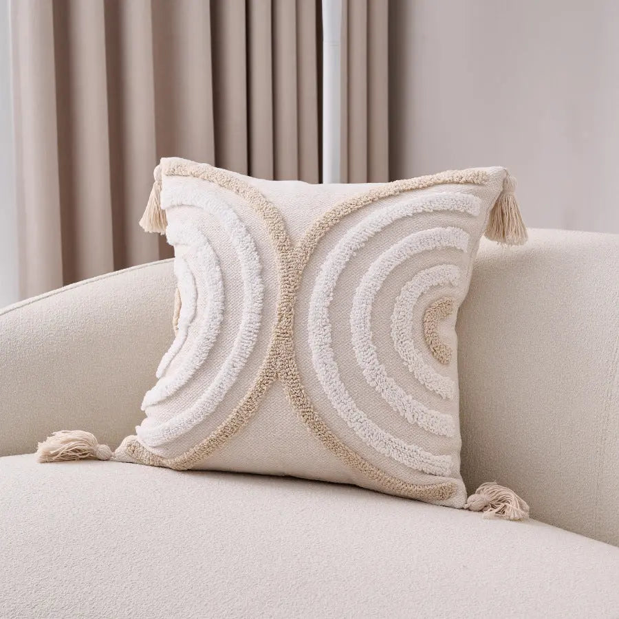Housse de Coussin Bohème CHAMPIRO Loop Velvet Semicircle-45 X45cm Pillow Cover