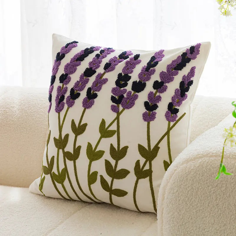 Housse de Coussin Brodée Avella Lavender purple-pillow case