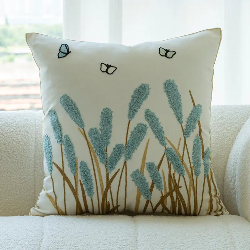 Housse de Coussin Brodée Avella Reed grass blue-Pillow
