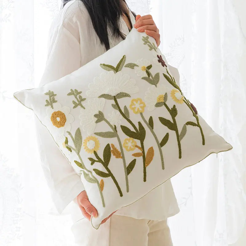 Housse de Coussin Brodée Avella Small courtyard flowers bloom-Pillow