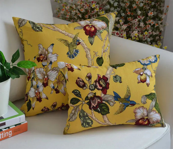 Housse de Coussin Brodée JACQAR Yellow-55X55CM