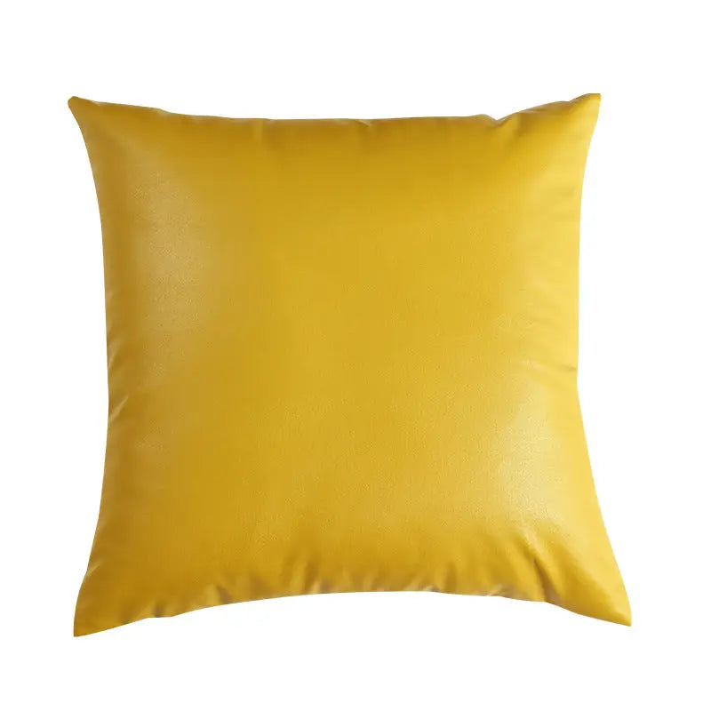 Housse de Coussin Cuir Moderne CILEX Lemon yellow-50X50CM-Pillowcase