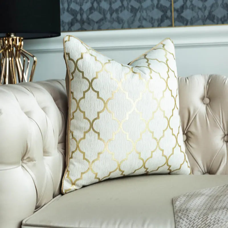 Housse de Coussin Géométrique GOLDWAVE Champagne big ripple-50 50cm