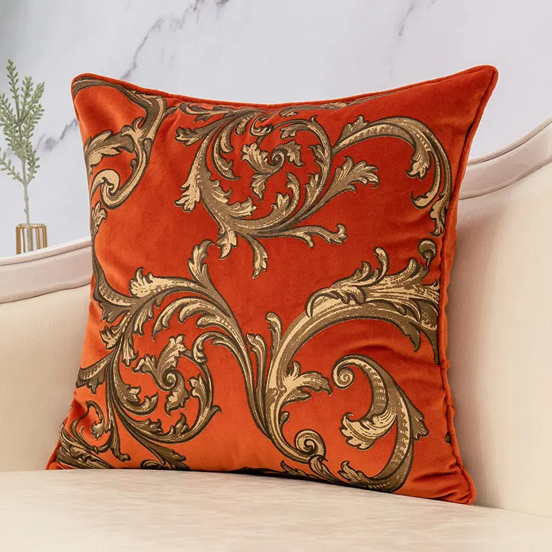 Housse de Coussin Imprimé FENGWU Phoenix Dance Orange-45X45cm pillow case