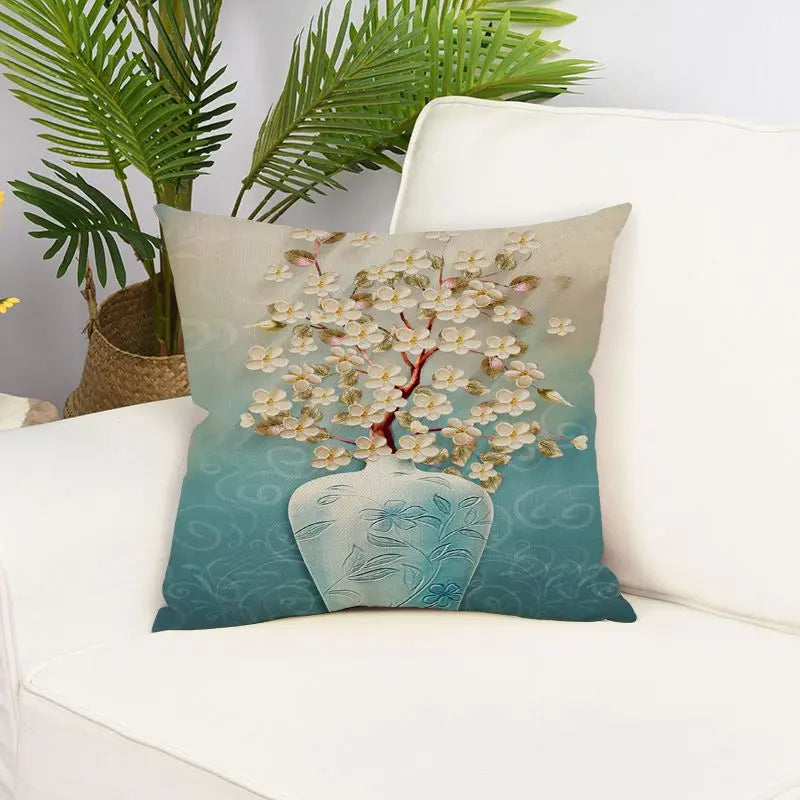 Housse de Coussin Lin Imprimé PEACOCK 25715Style