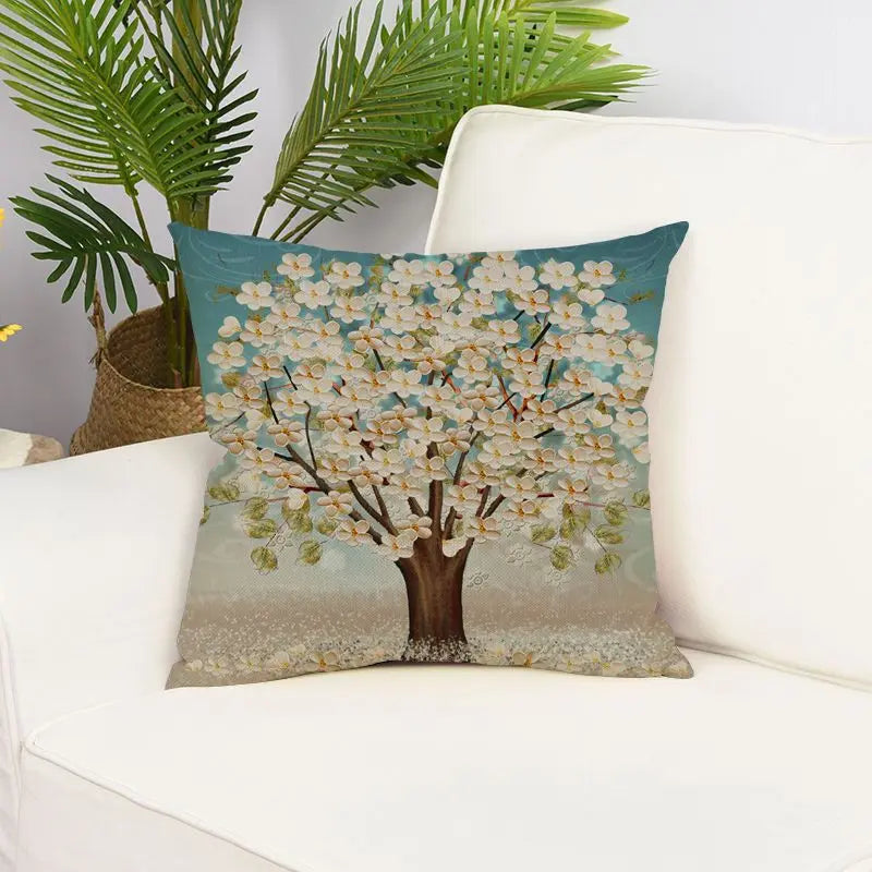 Housse de Coussin Lin Imprimé PEACOCK 25716Style