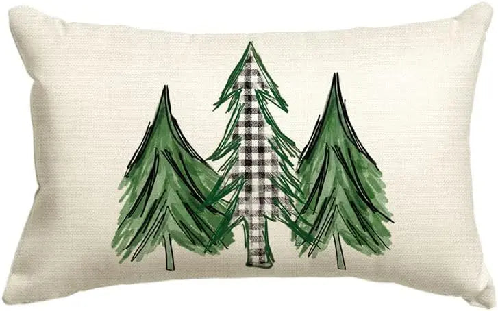 Housse de Coussin Lin Noël VERTI Christmastree1-30x50cm Printing Single Side