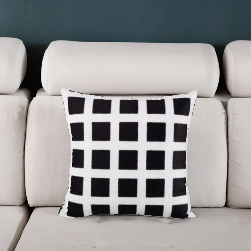 Housse de Coussin Luxe Design NORDIC Black and white grid-45X45cm single pillowcase wit