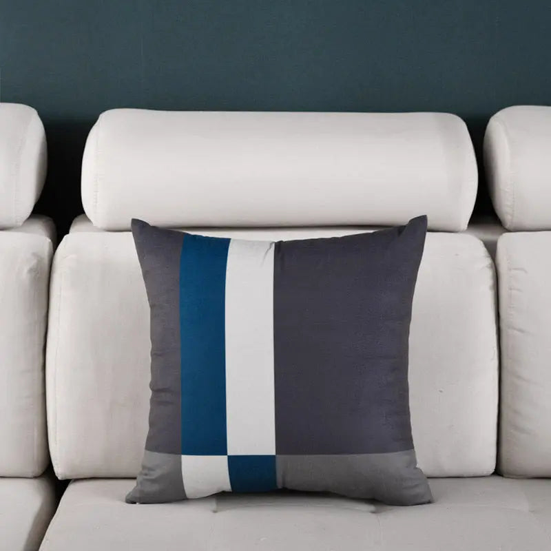 Housse de Coussin Luxe Design NORDIC Blue White grid-45X45cm covercore