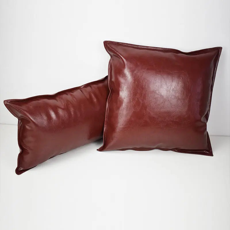 Housse de Coussin Luxe PU ENIRO Wine Red-55x55cm