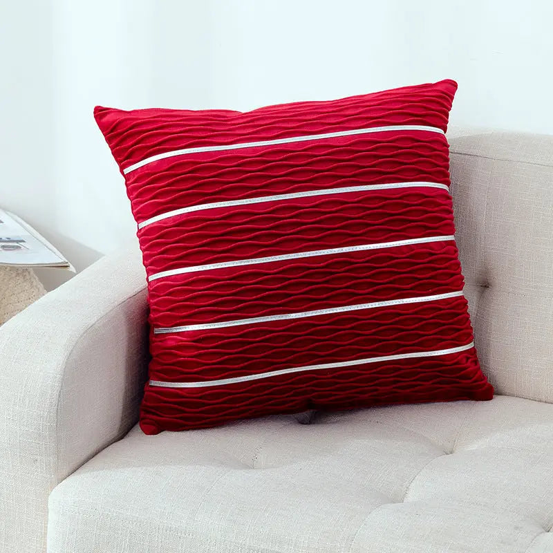 Housse de Coussin Luxe Velours STRIPE Wine Red