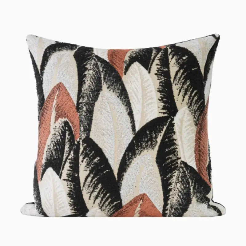 Housse de Coussin Minimaliste ZELYA Orange And Black Leaves-Pillow