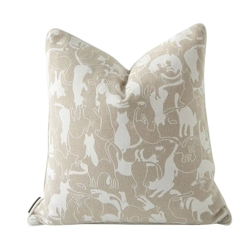 Housse de Coussin Moderne AVOUE Oat Cat-45x45cm-Pillowcase