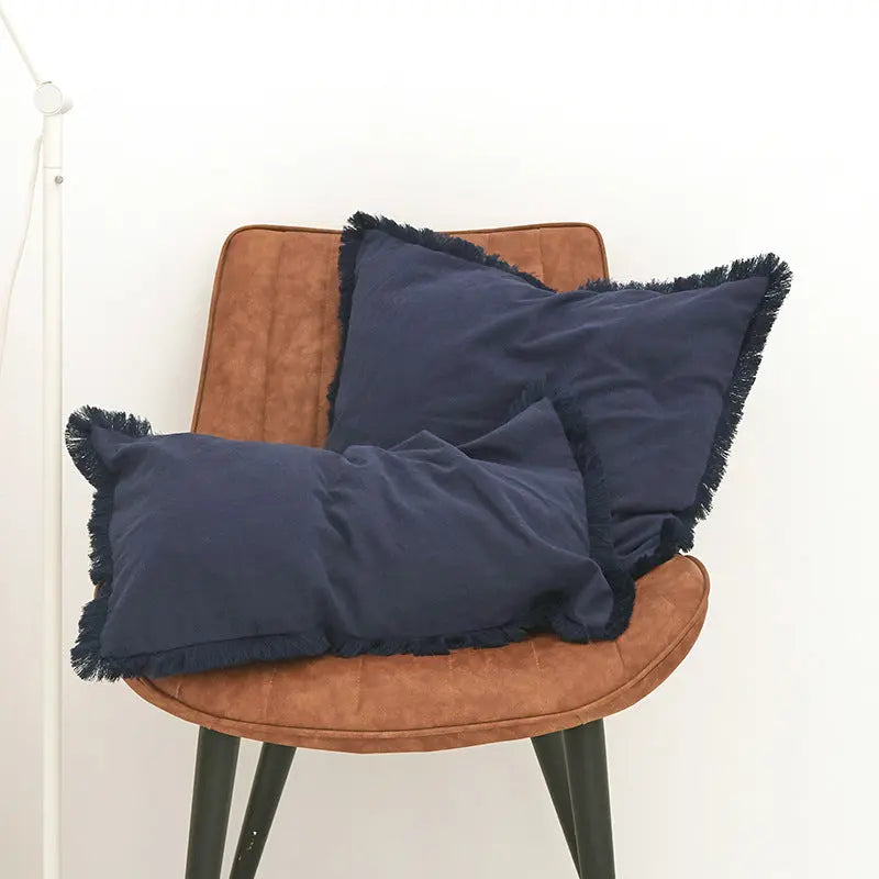 Housse de Coussin Moderne Alora Dark Blue Fringe-45X45cm