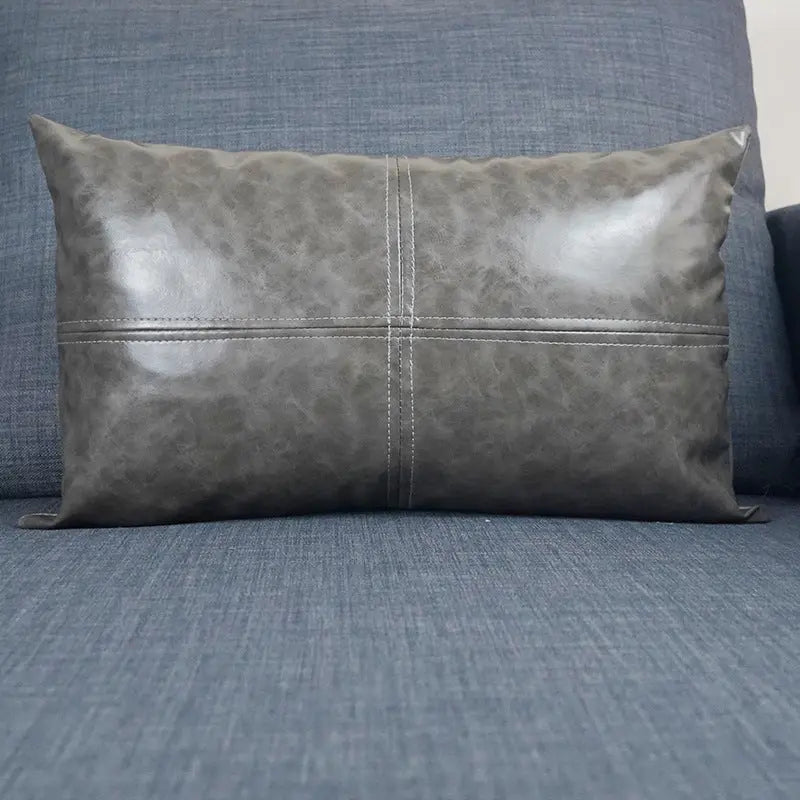 Housse de Coussin Simili-Cuir CRAZYHOR Grey-30x50cm