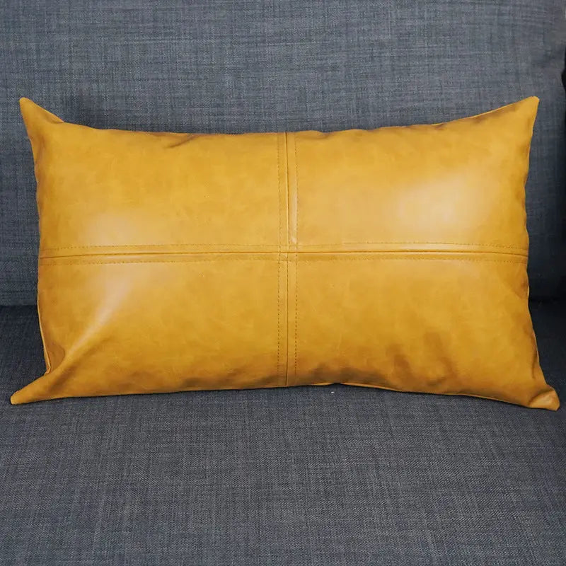 Housse de Coussin Simili-Cuir CRAZYHOR Yellow-45x45cm
