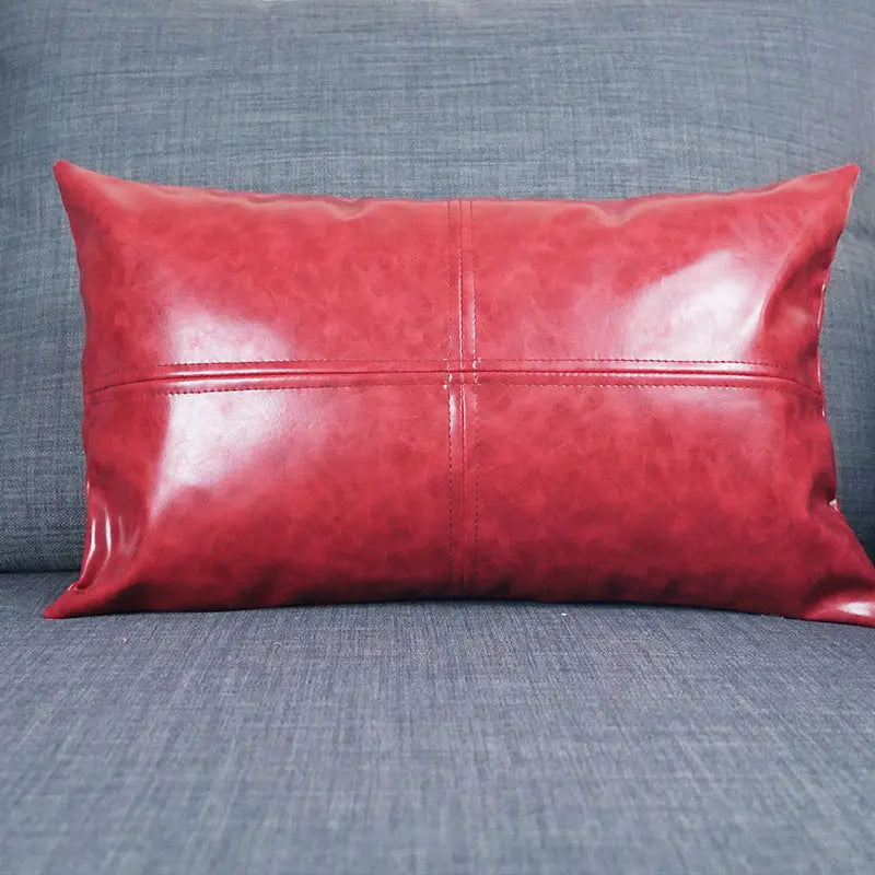 Housse de Coussin Simili-Cuir CRAZYHOR Red-50x50cm