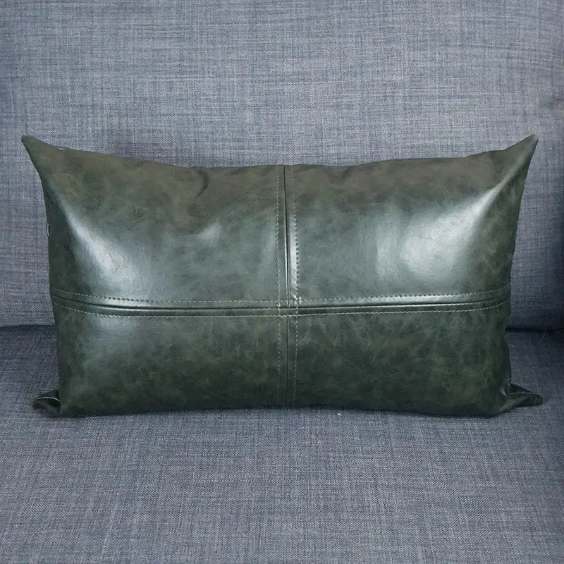 Housse de Coussin Simili-Cuir CRAZYHOR Green-45x45cm